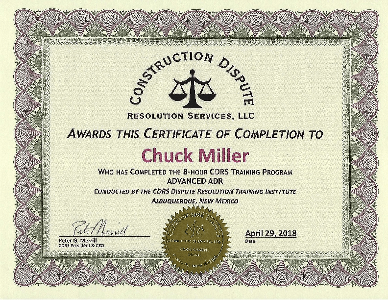 CDRS Advanced ADR certificate of completion